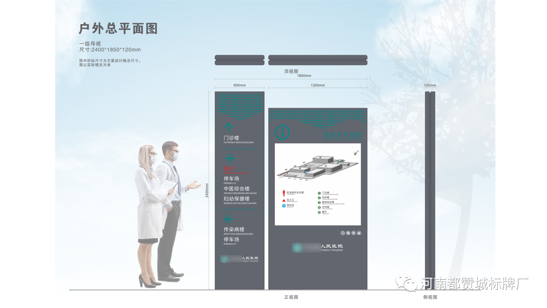 某市縣人民醫(yī)院戶外導視標識標牌設計方案